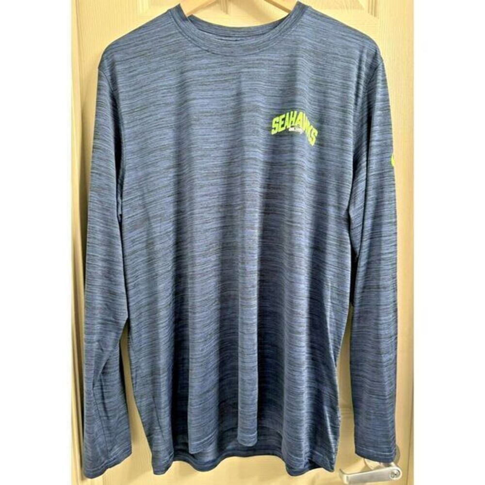 Nike Men's XL NFL‎ OnField Marbled Navy Seattle Seahawk Performance Long/S Shirt